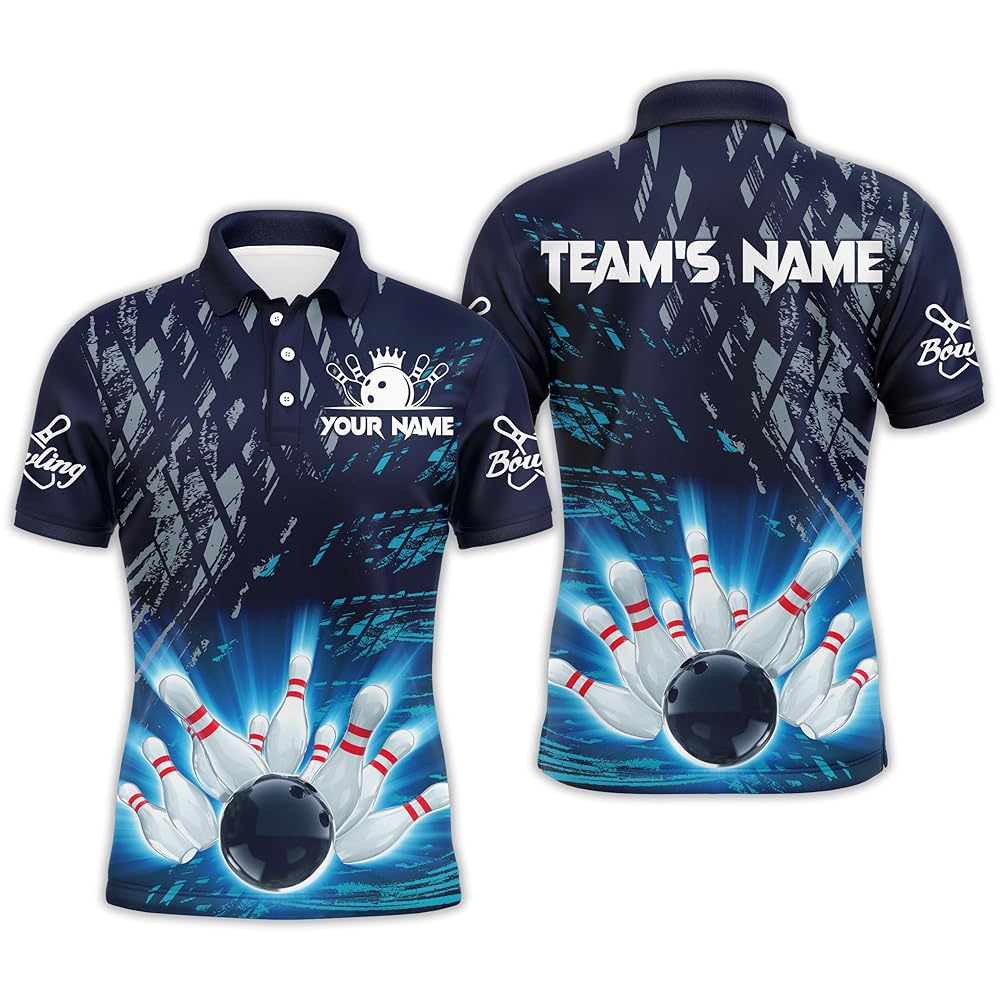 Amazon.com: PIONAMZIOZ Custom Navy Bowling Shirt for Men